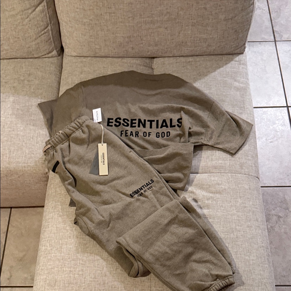 Essentials Fear of God Heather Grey Sweatshirt and Joggers Set